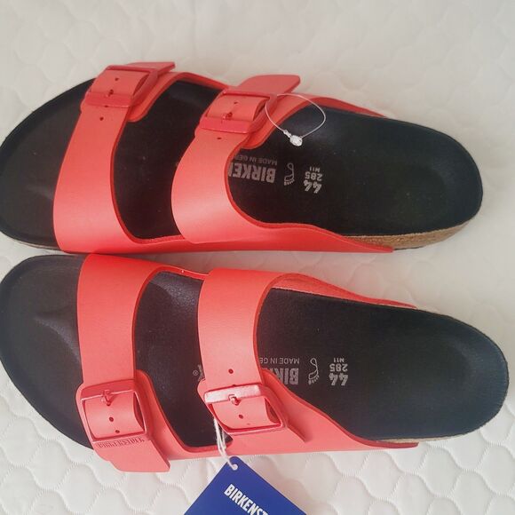 NWT Birkenstock Arizona Split Birko-Flor  Black Poppy Red Sandals Mens EU44 US11 main image 4